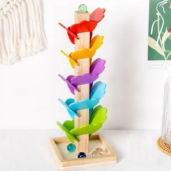 Enchanted Wooden Ball Ramp by The Whole Brained Child, perfect for boys and girls