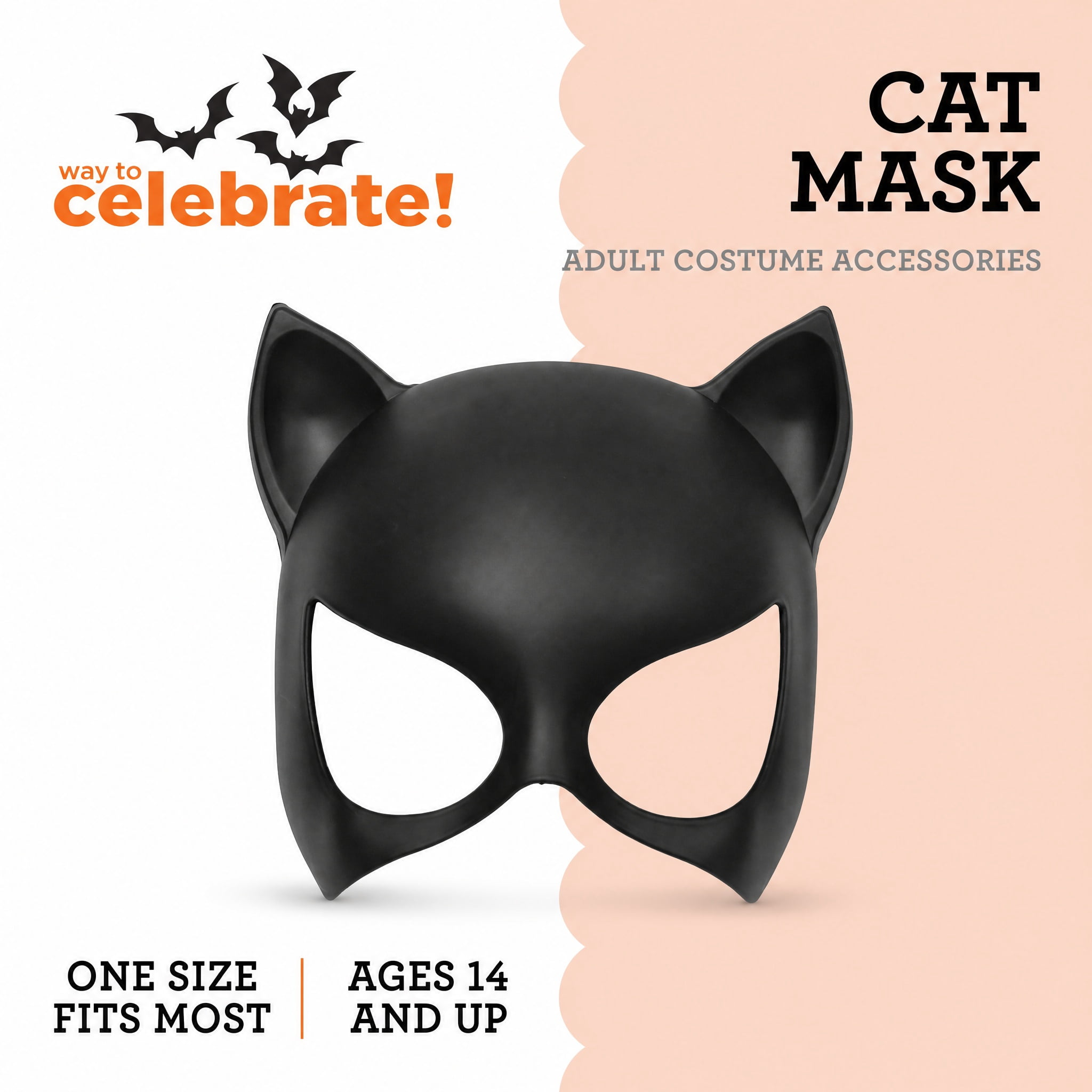 Cat Mask Costume Accessory for Adults, Black, Halloween by Way To Celebrate