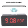thumbnail image 2 of Glam Hobby Wooden Alarm Clock with Qi Wireless Charging Pad Compatible with iPhone Samsung Wood LED Digital Clock Sound Control Function, Time Date, Temperature Display for Bedroom Office Home, 2 of 10