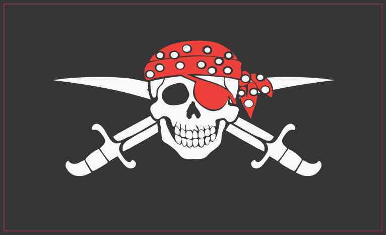 Jolly Roger Pirate with Red Bandanna License Plate