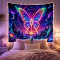 thumbnail image 2 of Neon Butterfly Above Alien Falls and Lotus Valley, Mystical Surreal for Fantasy Fans, Cosmic Butterfly Art, Birthday Gift, Tapestry Wall Hanging for Bedroom, Studio and Dorm, 2 of 7
