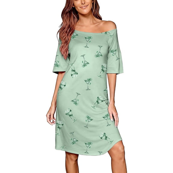 DAKIMOE Nightgowns for Women Short Sleeve Sleep Shirt Comfy Cute Casual Loose Pajamas Sleepwear Valentine's Day Gift