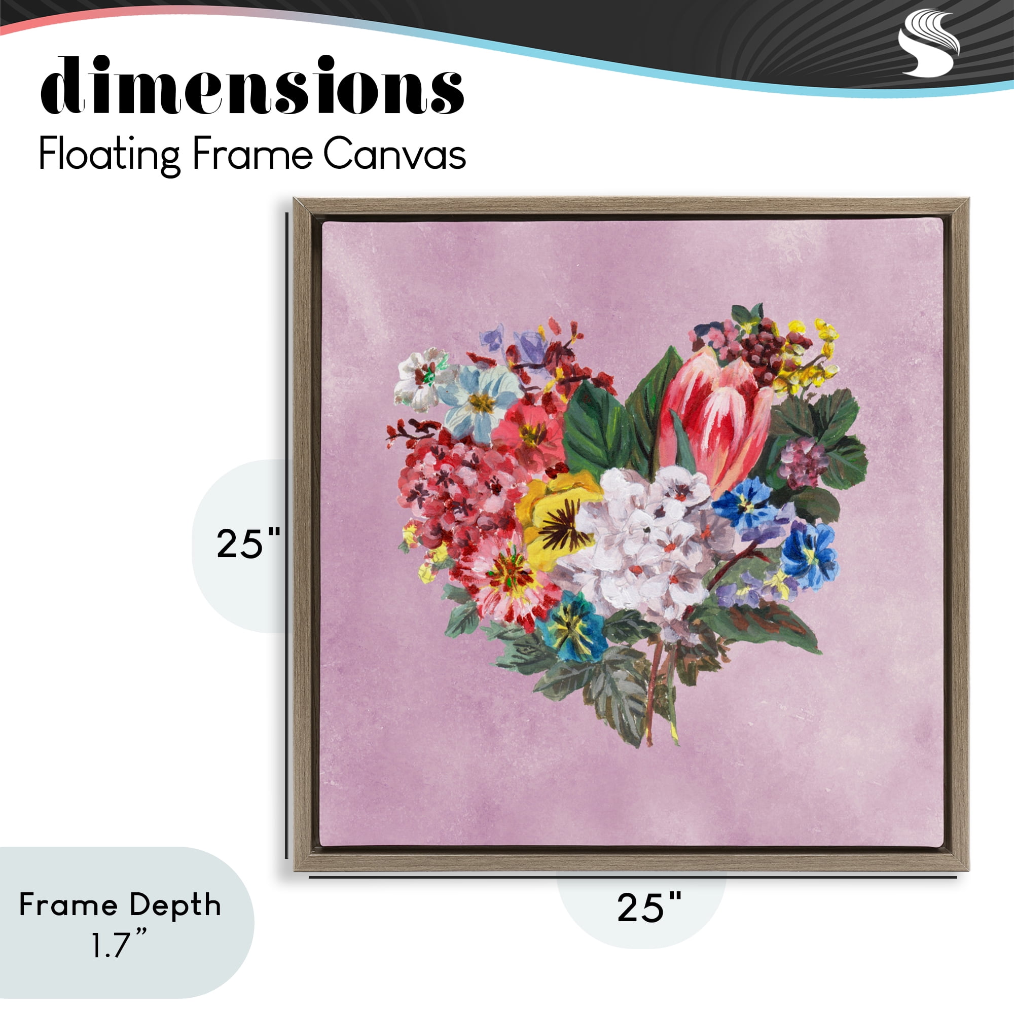 Stupell Industries Heart Shaped Garden Blooms Brown Framed Floater Canvas Wall Art, design by Melissa Wang