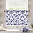 thumbnail image 7 of Coolnut 24 Inch Length Kitchen Curtains Blue and White Pattern 2 Panels Half Window Sheer Curtains Rod Pocket Farmhouse Short Drapes for Bathroom Cafe Basement Home Decor, 7 of 7