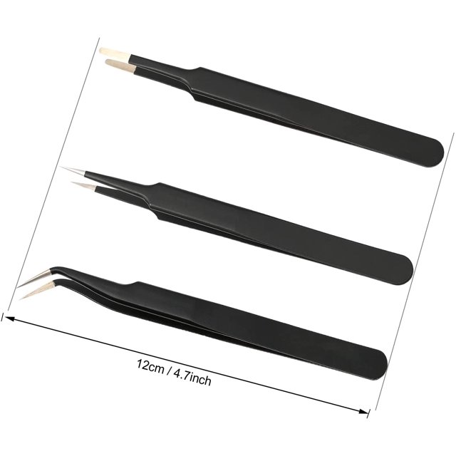 Kit de Pinzas, Pinzas de Acero Inoxidable, Pinzas Antiestáticas, Pinzas Antiestáticas, Pinzas de Precisión, para Todo Tipo de Reparaciones 3 piezas ZefeiWu 1327534260663
