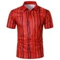 thumbnail image 1 of Birdeem Men Casual Button Short Sleeve Print Turndown Pullover T-Shirt Tops, 1 of 9
