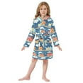 thumbnail image 6 of FORMRS Niños Bathrobe Unisex Hooded Robe Soft Plush Pajamas Sleepwear, Size 2-3T, Blue Cute Train Pattern, 6 of 7