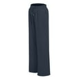 thumbnail image 5 of UngA Womens Work Pants Lounge Pants Women with Drawstring Elastic High Waist 2 Pockets Casual Pant Lightweight Solid Going Out Beach Trousers Loose Full Length Pull On Pants Navy,S, 5 of 6