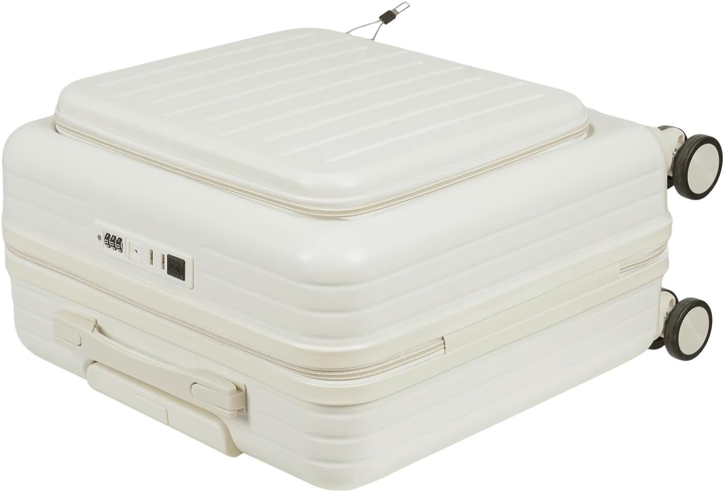 18 Inch Underseat Carry On Luggage with Wheels,Small Hard Shell Suitcase for Weekender,180° Top Opening Lightweight Travel Suitcase (White)