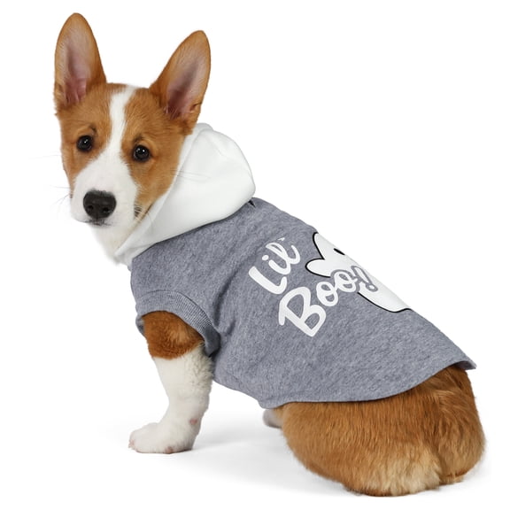 Vibrant Life Halloween Hoodie for Dogs and Cats, Lil' Boo, Gray, S