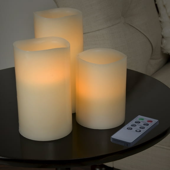 3 Piece LED Classic or Color Changing Flameless Candle Set w/ Remote by Lavish Home