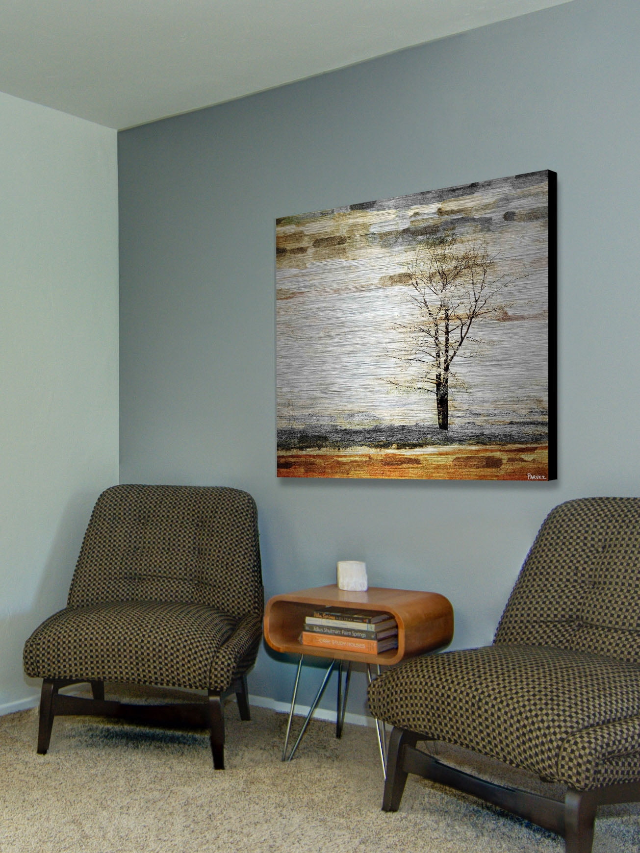 Parvez Taj Pt-Wnpw - 49 - Al - 40, 40" x 40" "Lone Tree" Art Print On Aluminum