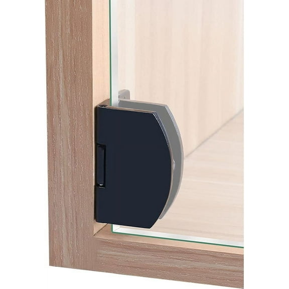 [2 pieces] Cabinet glass door hinge bathroom clamp frameless glass door display cabinet clamp 90 degrees hinge (black)--