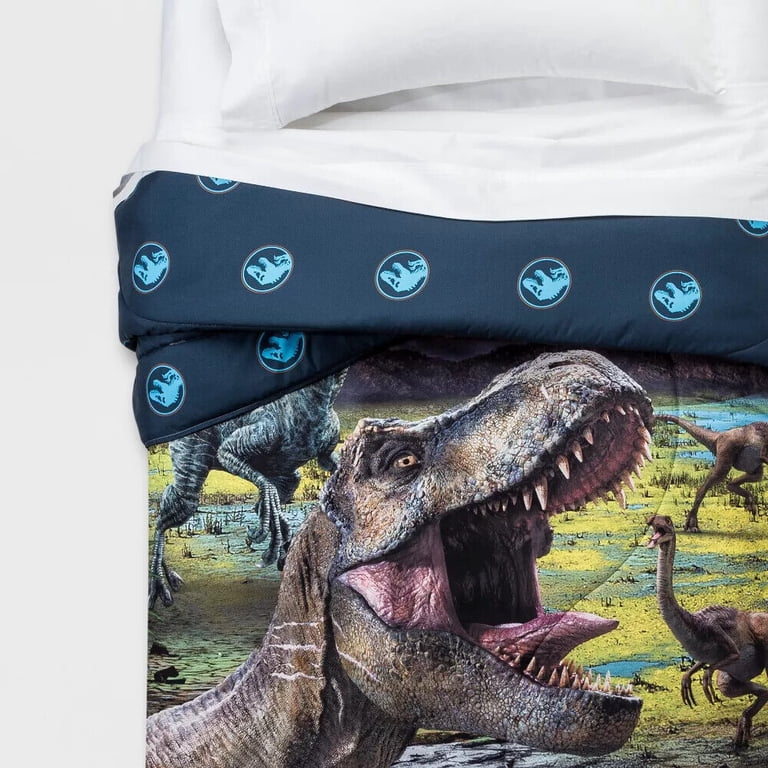 Jurassic World 3: Lenjerie de pat cu model dinozaur - 2 piese, 140 x 200 cm - Tu