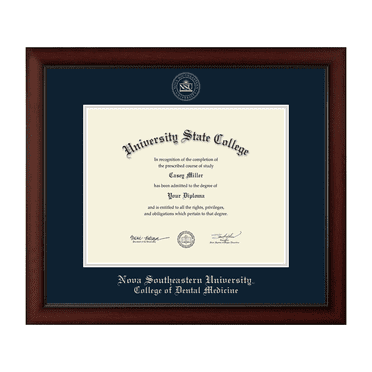 Framerly - Nova Southeastern University College of Dental Medicine 14w x 11h Diploma Frame - Fits a bachelor's, master's and phd - Gold Embossed Diploma Frame