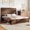 Reclaimed Barnwood, variant on Papajet Queen Size Wood Bed Frame with 51.2" Rustic Headboard & Wood Slats, Antique White