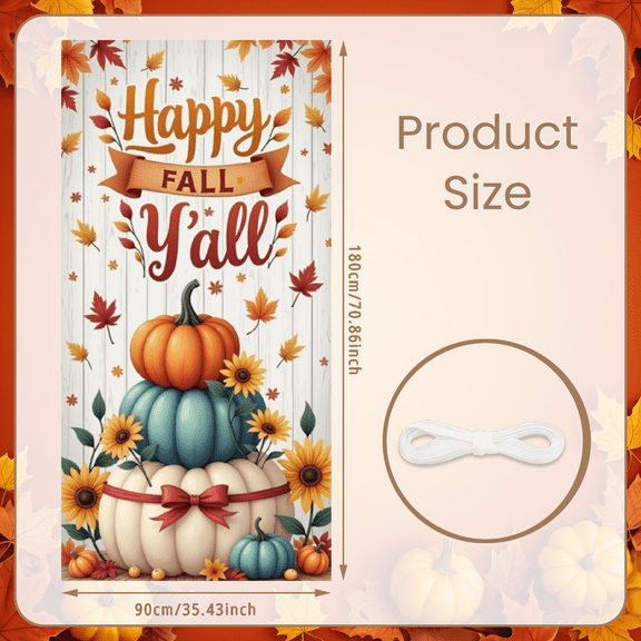 Decorative Design Happy Y'all Banner Colorful Theme Thanksgiving Decoration Autumn Fall for Indoor Decor Party Celebration Harvest Festival