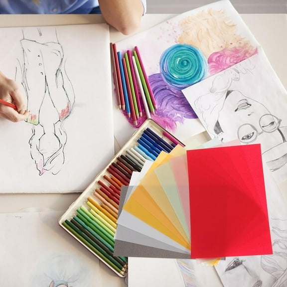 Worgeous 50 Pcs Colored Paper Translucent Pastel Tracing Sheets for Art and Craft Projects