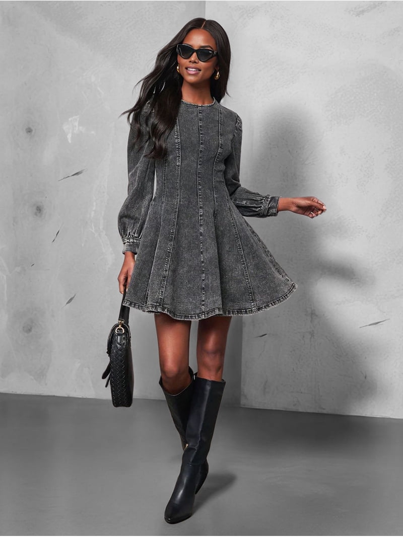 white christmas dresses Cute v neck denim stitching dress summer dress 1251 – girlhomeshops