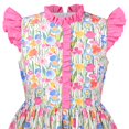 thumbnail image 6 of Sunny Fashion Girls Dress Vintage Floral Ruffle Flutter Sleeve Sundress Summer Cotton 6 Years, 6 of 8