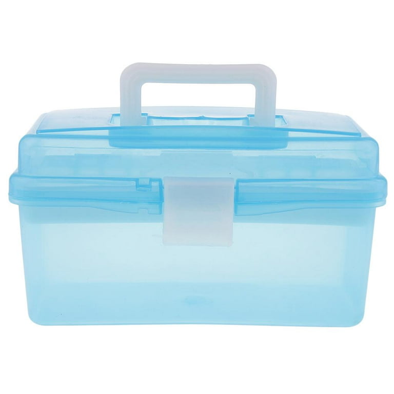 Clear Supply Craft Storage Tool Box Container Case with Removable Trays  First Aid Storage Container Box with Handle 
