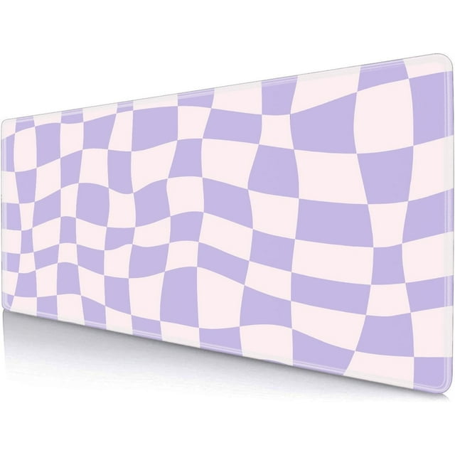 Pastel Purple Checkered Desk Mat Large Mouse Pad, Desk Protector, Writing Mat for Work Home Decor, NonSlip Rubber Gaming Mousepad, Big Office Computer Laptop Mat, 31.5x11.8 in