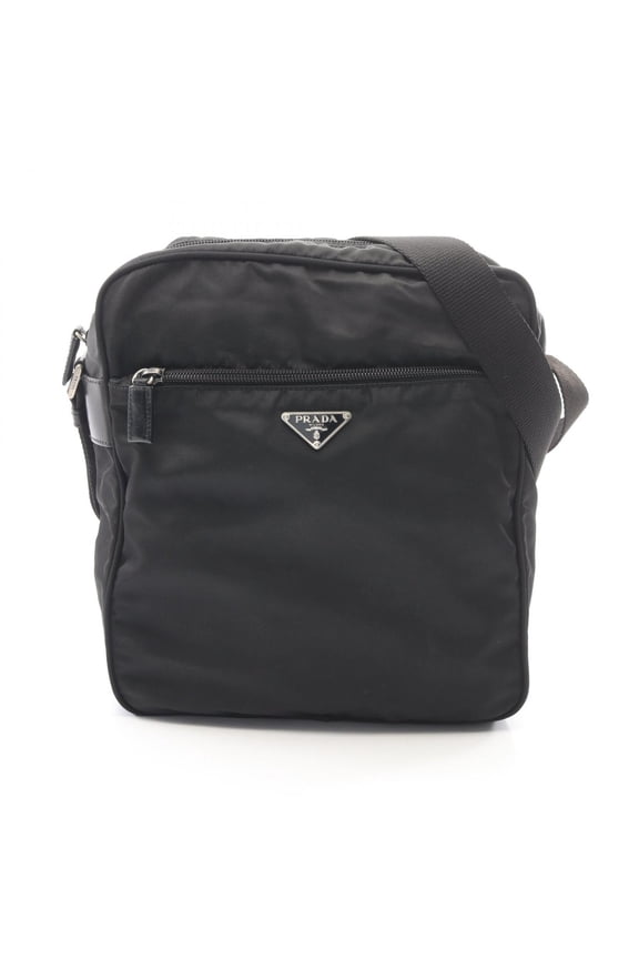 Pre-Owned Prada Triangle Logo Shoulder Bag/Handbag, Nylon/Leather, Men's/Women's, Black