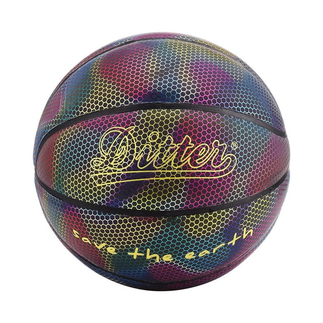 Color 7 Baloncesto Reflectante Resistente Al Desgaste de Pu para Adultos Pelota Creativa Baloncesto Deportivo Luminoso de Pu ANGGREK Otros