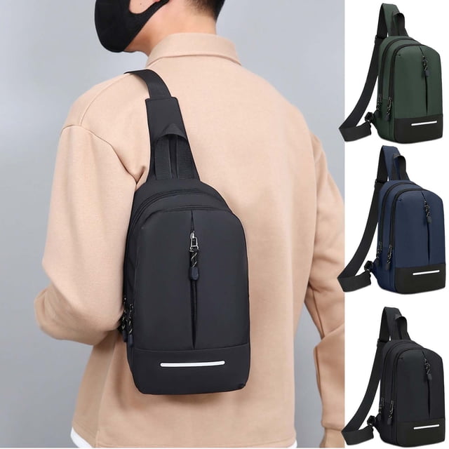 Bolso pectoral para hombre | Mochila de hombro antirrobo Business con puerto de carga USB - Resistente al agua, transpirable, Gran capacidad, Tira reflectante, Multicompartimento | 31x18x8cm,