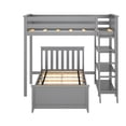 thumbnail image 4 of Max & Lily Solid Wood L-Shaped Twin over Twin Bunk Bed with Bookcase for Kids, Grey, 4 of 8