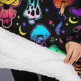 thumbnail image 3 of Oversized Wearable Blanket Hoodie,Colorful Mushroom Star Black Pattern Sherpa Blanket Hoodie with Super Pockets,Super Warm Fuzzy Pullover for Women & Men, 3 of 6
