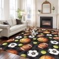 thumbnail image 2 of Brown Basketball Football Area Rugs 6'x9', Washable Small Throw Rugs for Kitchen Dining room, Checkered Ball Watercolor Indoor Outdoor Rug Non-Slip Low Pile Carpet Runner Reversible Floor Mats, 2 of 8