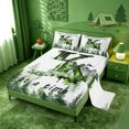 thumbnail image 2 of meiyoeat Kids Camping Themed Bed Sheets For Boys,Rustic Cabin Camper Monogrammed K Full Size Sheets,4pcs,1 Flat Sheet,1 Fitted Sheet and 2 Pillowcases, 2 of 6
