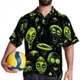 thumbnail image 4 of Alien Men's Short Sleeve Hawaiian Beach Shirts, Casual Printed Button Down Spread Collar Tops, Summer Unisex Style, 4 of 6