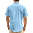 thumbnail image 6 of Mens Short Sleeve Button Down Linen Shirt with Spread Collar and Dual Chest Pockets for Casual or Office Wear, 6 of 6