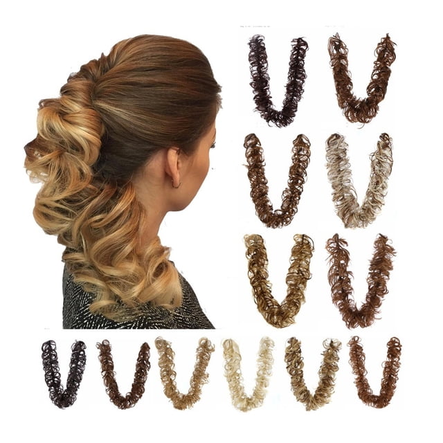Chignon Long Synthétique Désordonné à Enrouler, Extensions de Cheveux Bouclés DIY Updo Chignon Queues de Cheval