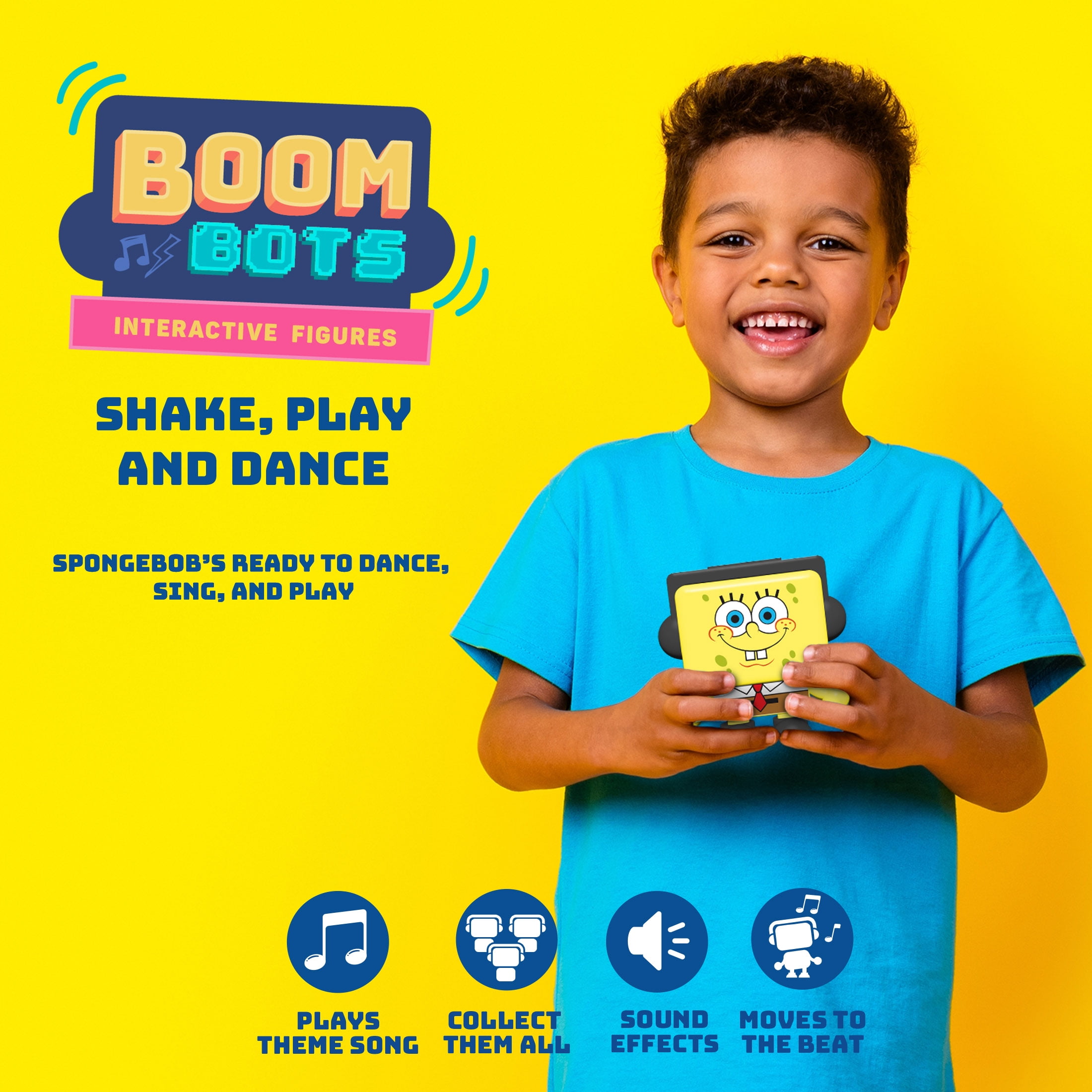 SpongeBob SquarePants Dancing Musical Toy Boombot – Plays Character Sounds, Animated Dance Moves, IPX5 Waterproof for Pool & Outdoor Fun