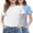 Blue/White, variant on Girls Shirts Side Ruched Short Sleeve Crewneck Fitted Tops Casual Summer Soft Tee Clothes