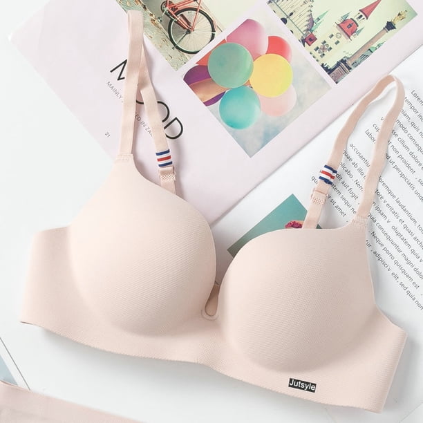 ZXYOUPING Women Non Wired Bra Seamless Small Chest Push Up Underwear British Style Ice Silk Brapangjing