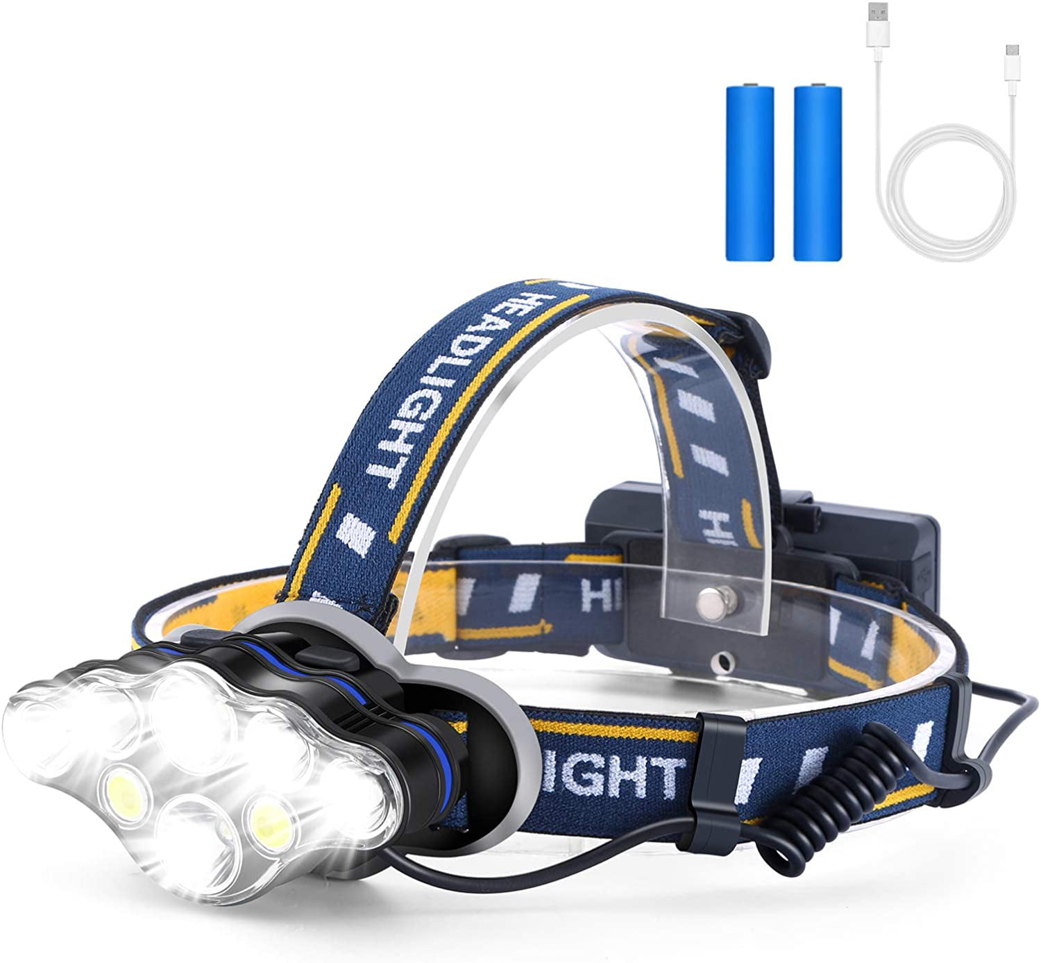 Rechargeable 8 LED Headlamp Waterproof Flashlight Torch Head Lights Headlight 