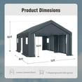 thumbnail image 3 of Alpha Joy 13' x 24' x 9.6' Heavy Duty Carport with Roll-up Sidewall & Ventilated Windows, Galvanized Steel Frame Outdoor Storage Shed Carport with Reflective Strip Design, Gray, 3 of 10