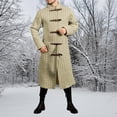 thumbnail image 2 of Fgnfyis Mens Winter Jacket Longline Open Front Knit Cardigan Norse Retro Warm Coat Trench Coat Men Khaki M, 2 of 8