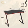 thumbnail image 2 of Gmaing Desk 35.4in PC Computer Desk, Blue Ergonomic Gaming Table Z Shaped Gaming Workstation with Headphone Hook for Home Office，Blue, 2 of 5