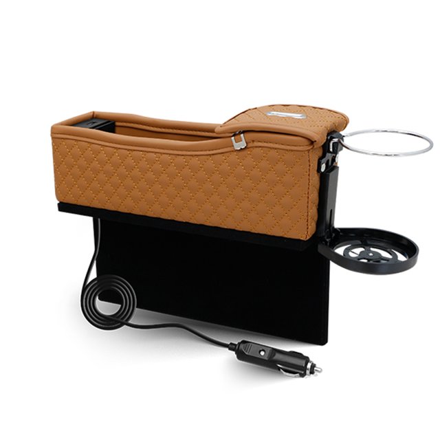 Caja de almacenamiento para grietas en el asiento del automóvil Cargador de caja USB dual (copiloto naranja) Tmvgtek Accesorios para autos y motos