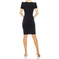 thumbnail image 3 of Moa Collection Women's Solid Sheath Dress with a Deep V-Neckline and Puff Sleeves, 3 of 6