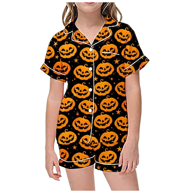 WEAIXIMIUNG Pyjama de Loisirs pour Enfants à Imprimé, Col à Boutons, Haut à Manches Courtes et Short, Ensemble 2-3 Ans