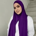 thumbnail image 2 of LIJCC Muslim Turban Convenient Gauze Scarf Mercerized Cotton Jersey Scarf Muslim Head Scarf Solid Color Long Scarf Wrap Scarves Cotton Scarf for Women Fashion, 2 of 4