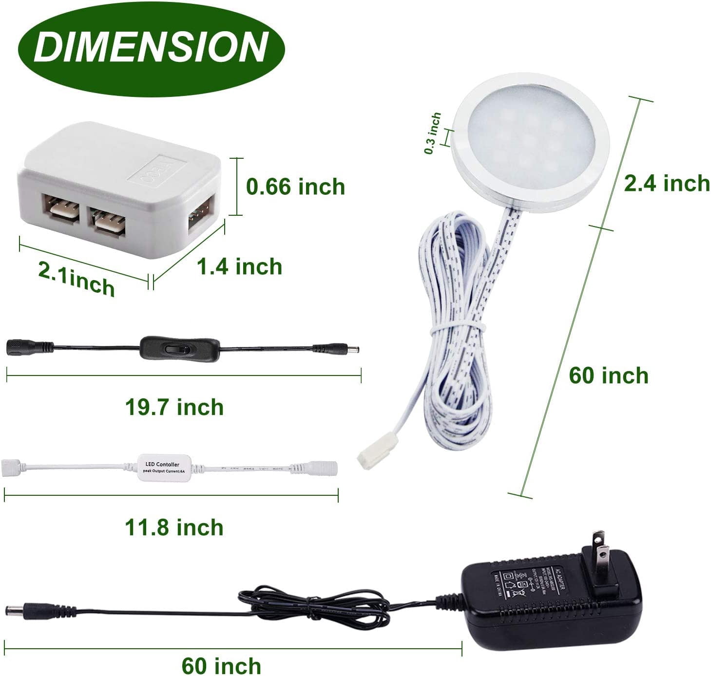 Aiboo RGB Dimmable LED Under Cabinet Lights Kit with Wireless Remote, 6 Lights for Kitchen Counter Ambiance