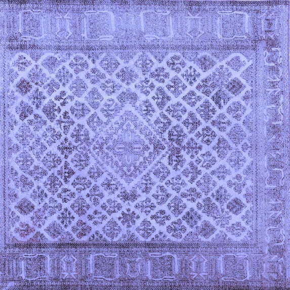 Ahgly Company Machine Washable Indoor Square Persian Blue Bohemian Area Rugs, 7' Square