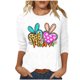 thumbnail image 1 of Camisetas Casuales de las Mujeres Impresas 3/4 Manga Cuello Redondo Blusa, Moda Ligera Superior para el Hogar Y el Uso Diario, Cómoda Imitación de la Tela Del Estante, 1 of 5